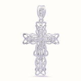 Sterling Silver Yellow Gold Plated Silver Baguette CZ Crucifix