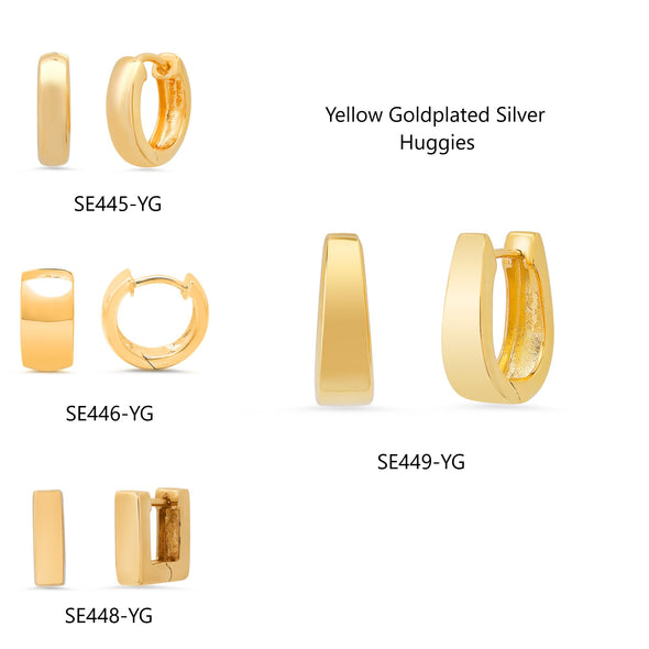 Yellow Gold Plated Silver Huggie Hoop Earrings