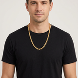 Clean-shaven Model B wearing the gold rope chain