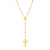 Tri-color Gold Plated Rosary Necklace