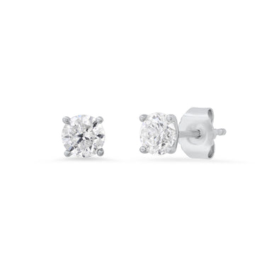 14K White Gold .75 ctw Diamond Stud Earring