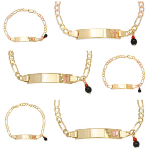 14K Gold Figaro Azabache Baby ID Bracelet Collection