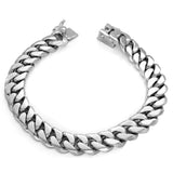 Yellow Gold or Rhodium Plated 9.25 mm Handmade Cuban Link Bracelet ( 8.5 Inch )