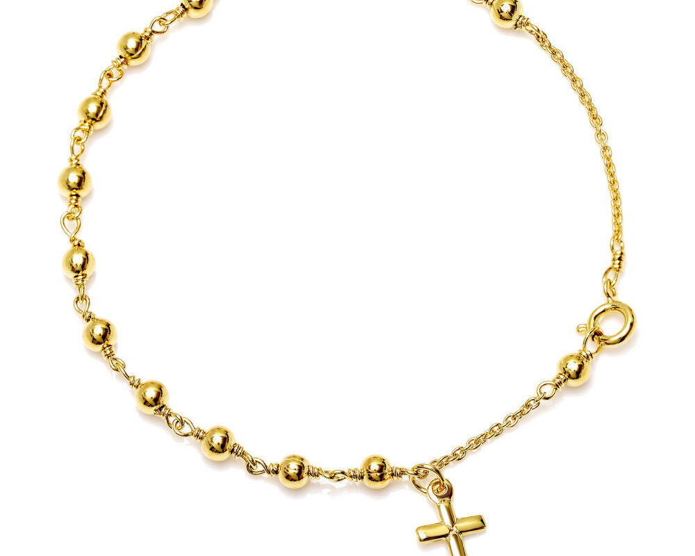 Sterling Silver 4mm Polished Rosary Bracelet (7 Inch)