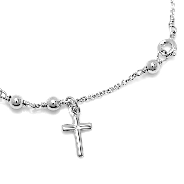 Sterling Silver 4mm Polished Rosary Bracelet (7 Inch)