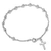 Sterling Silver 4mm Polished Rosary Bracelet (7 Inch)