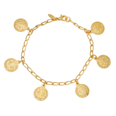 Yellow Gold and Rhodium Plated San Benito Charm Bracelet