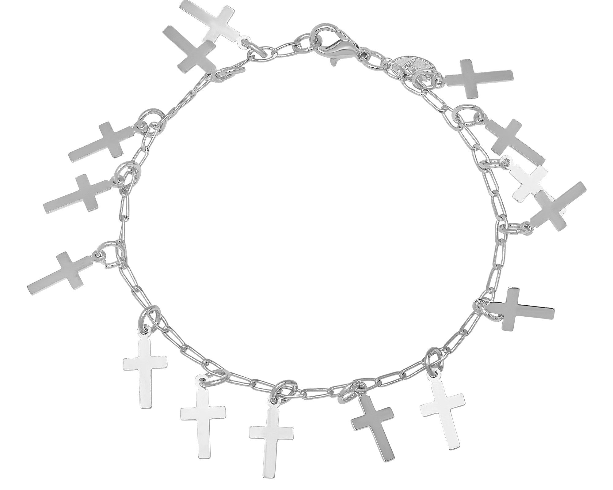 Gold and Platinum Plated Happy Crosses Charm Bracelet