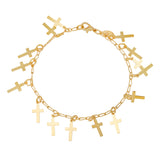 Gold and Platinum Plated Happy Crosses Charm Bracelet