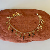 Gold and Platinum Plated Happy Crosses Charm Bracelet