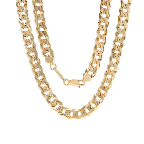 Yellow Gold or Rhodium Plated Fashion 10.50 mm Italian Pave Curb Chain