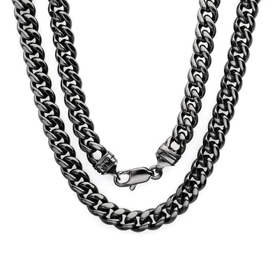 Black Rhodium Plated 7 mm Miami Cuban Link Chain ( 24 Inch)