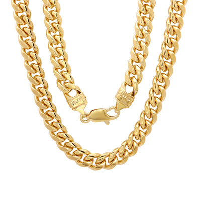 Yellow Gold Plated 7 mm Miami Cuban Link Chain (16-32 Inch)