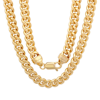 Yellow Gold Plated 8 mm Miami Cuban Link Chain (18-32 Inch)