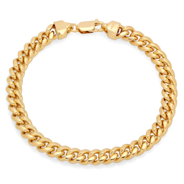 Yellow Gold Plated 8 mm Miami Cuban Link Bracelet (8.5 Inch)