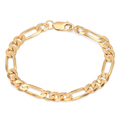 Yellow Gold Plated 8mm Italian Figaro Bracelet (8.5 Inch)