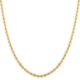 Yellow Gold Plated Bronze 3mm Laser Cut Italian Rope Chain (18-30")