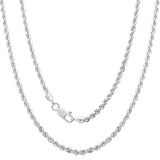 Rhodium Plated Bronze 4mm Italian Laser Cut Rope Chain (24-36 Inch)