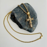 Yellow Gold Plated Cubic Zirconia Crucifix Necklace