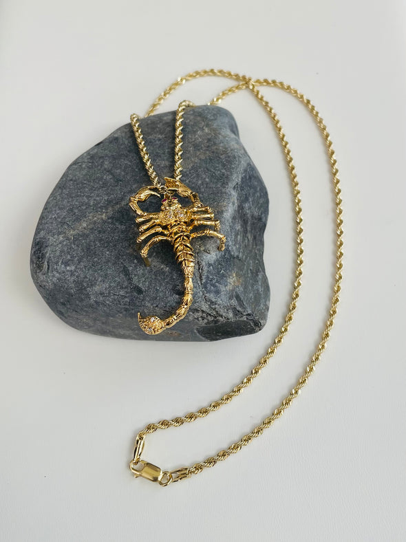Yellow Gold Plated Cubic Zirconia Jalisco Scorpion Necklace