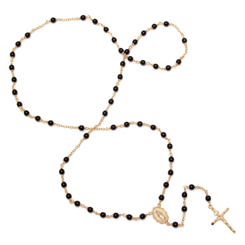 Yellow Gold Plated Polished Glass Bead (26")
