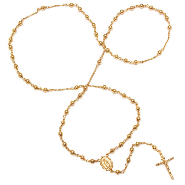 Polished Bead Rosary Necklace (26 Inch)