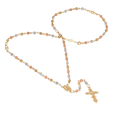 Tri-color Gold Plated Rosary (24 Inch)