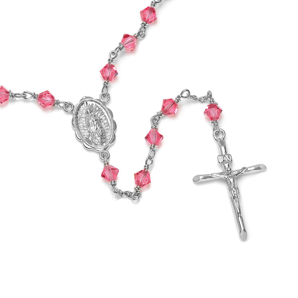Rhodium Plated Rosary Made With Pin Crystals
