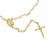 Rosary Necklace Made with 4 mm Swarovski Crystal Pearl ( 24-26 Inch )