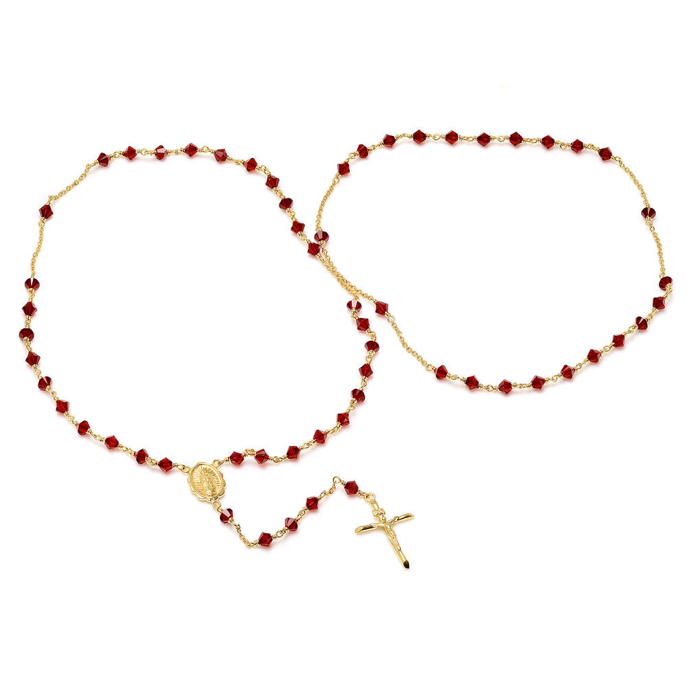 Yellow Gold Plated Rosary Made With Swarovski Crystals