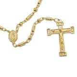 Yellow Gold Platinum Plated Bullet Chain Rosary Necklace