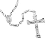 Yellow Gold Platinum Plated Bullet Chain Rosary Necklace