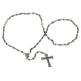 Yellow Gold Platinum Plated Bullet Chain Rosary Necklace