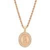 Yellow Gold Plated Oval Swiss Cut Crucifix Necklace