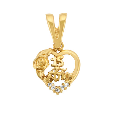 Yellow Gold Plated Quinceanera Heart Pendant