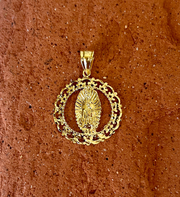 Yellow Gold Plated Our Lady of Guadalupe Necklace