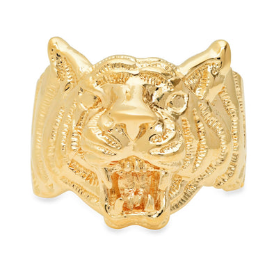 Yellow Gold Plated Silver El Tiger Ring ( Size 8-12)