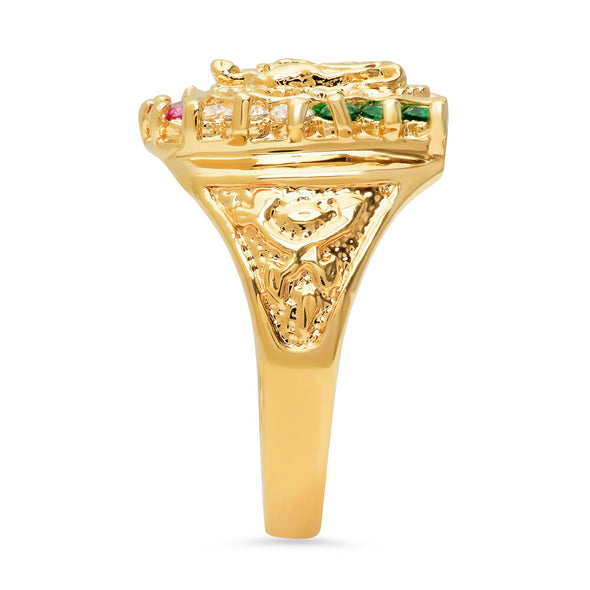 14K Yellow Gold and Cubic Zirconia Lucky Guadalupe Ring (Size 9-13)
