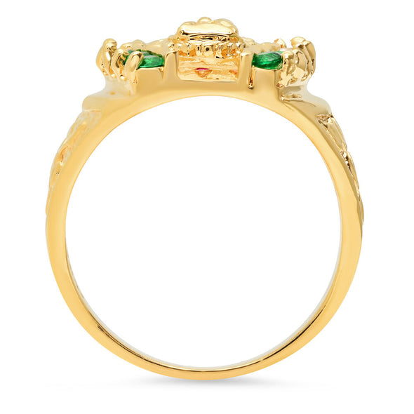 14K Yellow Gold and Cubic Zirconia Lucky Guadalupe Ring (Size 9-13)