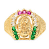 14K Yellow Gold and Cubic Zirconia Lucky Guadalupe Ring (Size 9-13)