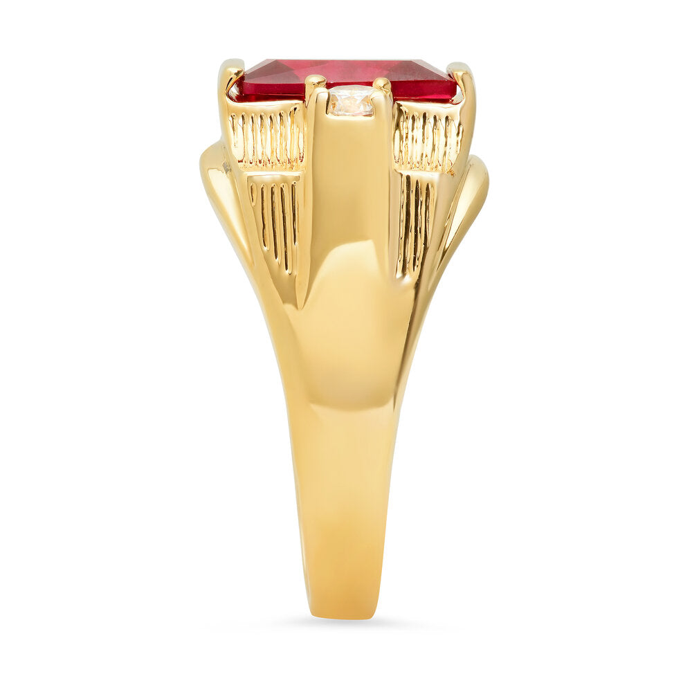 Yellow Gold Plated and Cubic Zirconia Gents Ring (Size 9-13)