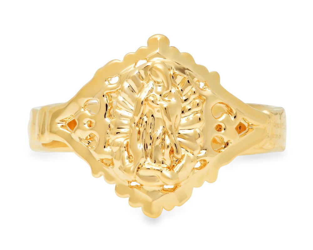 Yellow Gold Plated Our Lady of Guadalupe Ring (Size 7-8)