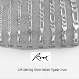 Sterling silver Figaro chain from 3mm to 10mm