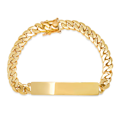 14K Yellow Gold 7 mm Cuban Link ID Bracelet