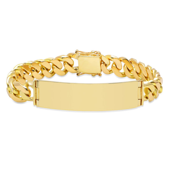 14k Yellow Gold 15 mm Cuban Link ID Bracelet (8-9.5 Inch)