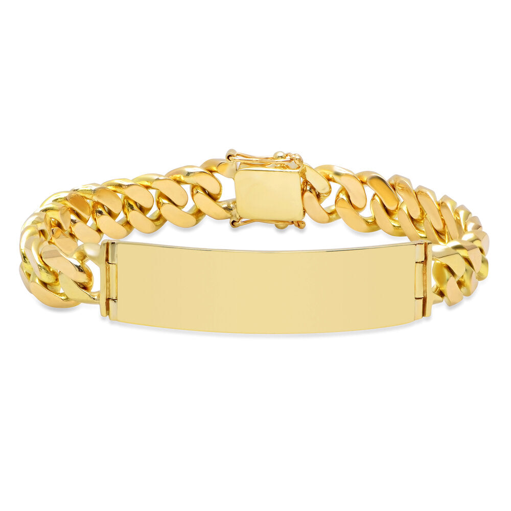 14K Gold ID Bracelet, Nameplate Bracelet, Solid Gold Cuban Link Bracelet,  Personalized Gold Bracelet, Engraved Gold Bar, Must Have, Nola - Etsy