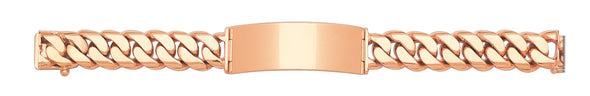 14K Gold 15 mm Handmade Cuban Link ID Bracelet