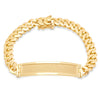 14K Yellow Gold 8 mm Cuban Link Beveled ID Bracelet (8-9 Inch)