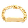 14K Yellow Gold 12 mm Cuban Link Beveled ID Bracelet (8-9 Inch)