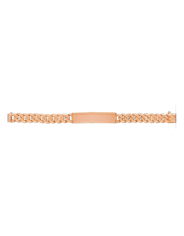 14K Yellow Gold 12 mm Cuban Link Beveled ID Bracelet (8-9 Inch)